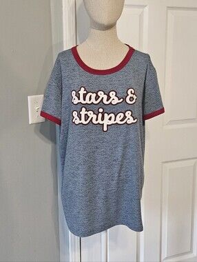 CLEARANCE! LuLaRoe Heather Gray Tee with Stars And Stripes Logo